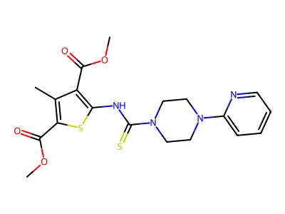 Dimethyl 3-methyl-5-[(4-pyridin-2-ylpiperazine-1-carbothioyl)amino]thiophene-2,4-dicarboxylate structure
