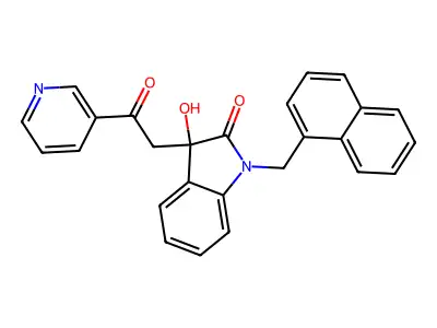 3-Hydroxy-1-(naphthalen-1-ylmethyl)-3-(2-oxo-2-pyridin-3-ylethyl)indol-2-one structure