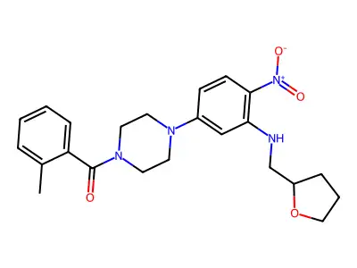 (2-methylphenyl)-[4-[4-nitro-3-(oxolan-2-ylmethylamino)phenyl]piperazin-1-yl]methanone structure