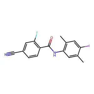 4-cyano-2-fluoro-N-(4-iodo-2,5-dimethylphenyl)benzamide structure