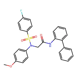 2-(N-(4-fluorophenyl)sulfonyl-4-methoxyanilino)-N-(2-phenylphenyl)acetamide structure