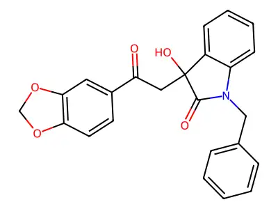 3-[2-(1,3-benzodioxol-5-yl)-2-oxoethyl]-1-benzyl-3-hydroxy-1,3-dihydro-2H-indol-2-one structure