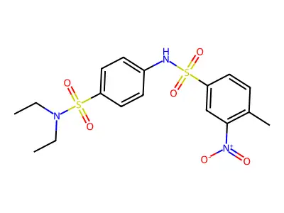 N-[4-(diethylsulfamoyl)phenyl]-4-methyl-3-nitrobenzenesulfonamide structure