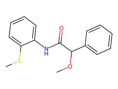 2-methoxy-N-[2-(methylsulfanyl)phenyl]-2-phenylacetamide structure