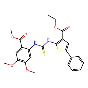 ethyl 2-({[4,5-dimethoxy-2-(methoxycarbonyl)phenyl]carbamothioyl}amino)-5-phenylthiophene-3-carboxylate structure