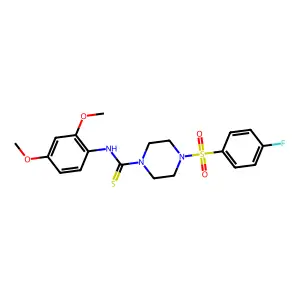 N-(2,4-dimethoxyphenyl)-4-(4-fluorophenyl)sulfonylpiperazine-1-carbothioamide structure