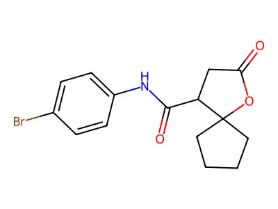 N-(4-bromophenyl)-2-oxo-1-oxaspiro[4.4]nonane-4-carboxamide structure