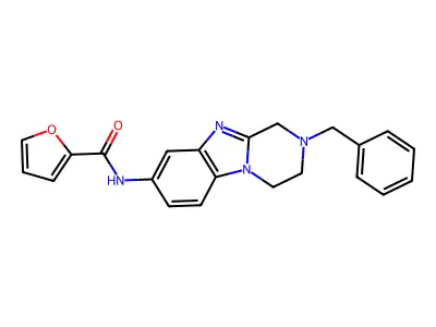 N-(2-benzyl-3,4-dihydro-1H-pyrazino[1,2-a]benzimidazol-8-yl)furan-2-carboxamide structure