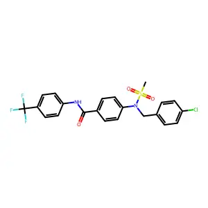 4-[(4-chlorophenyl)methyl-methylsulfonylamino]-N-[4-(trifluoromethyl)phenyl]benzamide structure