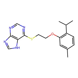 6-[2-(5-methyl-2-propan-2-ylphenoxy)ethylsulfanyl]-7H-purine structure