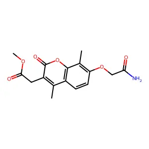 methyl [7-(2-amino-2-oxoethoxy)-4,8-dimethyl-2-oxo-2H-chromen-3-yl]acetate structure