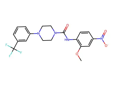 N-(2-methoxy-4-nitrophenyl)-4-[3-(trifluoromethyl)phenyl]piperazine-1-carboxamide structure