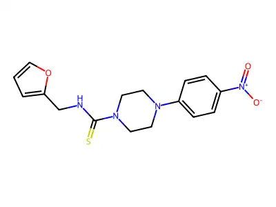 N-(furan-2-ylmethyl)-4-(4-nitrophenyl)piperazine-1-carbothioamide structure