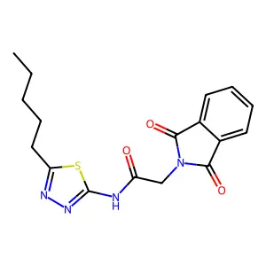 2-(1,3-dioxoisoindol-2-yl)-N-(5-pentyl-1,3,4-thiadiazol-2-yl)acetamide structure