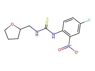 1-(4-Fluoro-2-nitrophenyl)-3-(oxolan-2-ylmethyl)thiourea structure