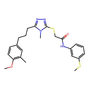 2-({5-[3-(4-methoxy-3-methylphenyl)propyl]-4-methyl-4H-1,2,4-triazol-3-yl}sulfanyl)-N-[3-(methylsulfanyl)phenyl]acetamide structure