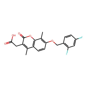 {7-[(2,4-difluorobenzyl)oxy]-4,8-dimethyl-2-oxo-2H-chromen-3-yl}acetic acid structure
