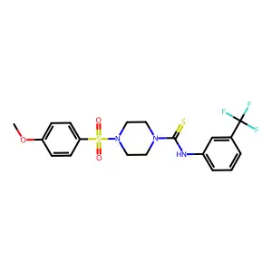 4-(4-methoxyphenyl)sulfonyl-N-[3-(trifluoromethyl)phenyl]piperazine-1-carbothioamide structure