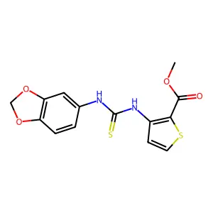 Methyl 3-[(1,3-benzodioxol-5-ylcarbamothioyl)amino]thiophene-2-carboxylate structure