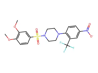 1-(3,4-Dimethoxyphenyl)sulfonyl-4-[4-nitro-2-(trifluoromethyl)phenyl]piperazine structure
