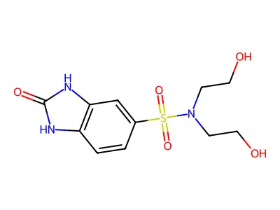 N,N-bis(2-hydroxyethyl)-2-oxo-1,3-dihydrobenzimidazole-5-sulfonamide structure