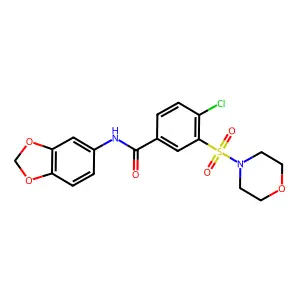 N-(1,3-benzodioxol-5-yl)-4-chloro-3-morpholin-4-ylsulfonylbenzamide structure