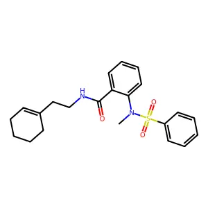 2-[benzenesulfonyl(methyl)amino]-N-[2-(cyclohexen-1-yl)ethyl]benzamide structure