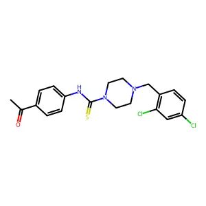 N-(4-acetylphenyl)-4-[(2,4-dichlorophenyl)methyl]piperazine-1-carbothioamide structure
