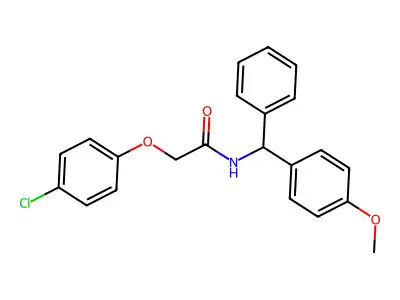 2-(4-chlorophenoxy)-N-[(4-methoxyphenyl)-phenylmethyl]acetamide structure