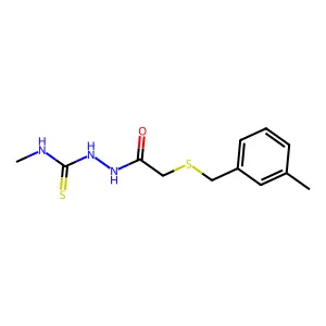 1-Methyl-3-[[2-[(3-methylphenyl)methylsulfanyl]acetyl]amino]thiourea structure