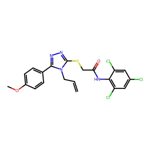 2-[[5-(4-methoxyphenyl)-4-prop-2-enyl-1,2,4-triazol-3-yl]sulfanyl]-N-(2,4,6-trichlorophenyl)acetamide structure