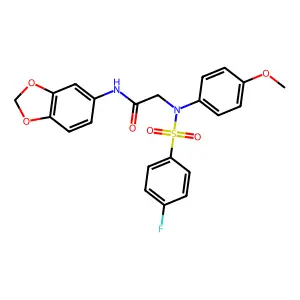 N-(1,3-benzodioxol-5-yl)-2-(N-(4-fluorophenyl)sulfonyl-4-methoxyanilino)acetamide structure