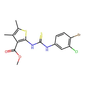 methyl 2-(3-(4-bromo-3-chlorophenyl)thioureido)-4,5-dimethylthiophene-3-carboxylate structure