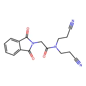 N,N-bis(2-cyanoethyl)-2-(1,3-dioxoisoindol-2-yl)acetamide structure