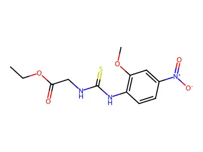Ethyl 2-({[(2-methoxy-4-nitrophenyl)amino]thioxomethyl}amino)acetate structure