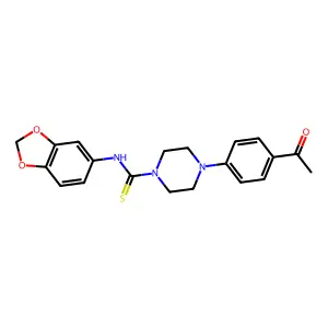 4-(4-acetylphenyl)-N-(1,3-benzodioxol-5-yl)piperazine-1-carbothioamide structure