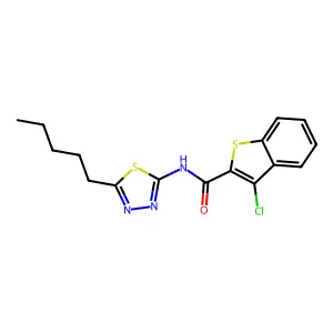 3-chloro-N-(5-pentyl-1,3,4-thiadiazol-2-yl)-1-benzothiophene-2-carboxamide structure