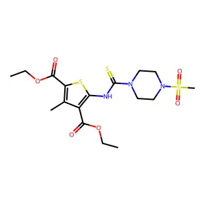 diethyl 3-methyl-5-({[4-(methylsulfonyl)piperazin-1-yl]carbonothioyl}amino)thiophene-2,4-dicarboxylate structure