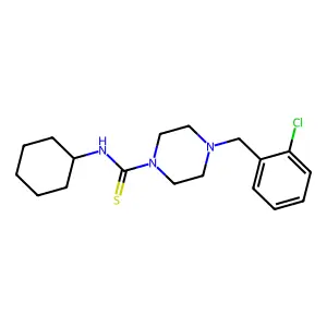 4-[(2-chlorophenyl)methyl]-N-cyclohexylpiperazine-1-carbothioamide structure