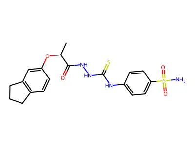 1-[2-(2,3-dihydro-1H-inden-5-yloxy)propanoylamino]-3-(4-sulfamoylphenyl)thiourea structure