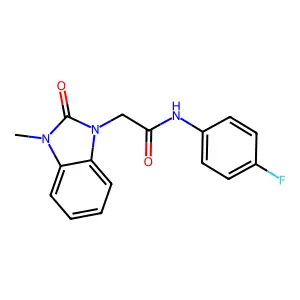 N-(4-fluorophenyl)-2-(3-methyl-2-oxobenzimidazol-1-yl)acetamide structure