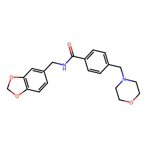 N-(1,3-benzodioxol-5-ylmethyl)-4-(morpholin-4-ylmethyl)benzamide structure