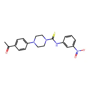 4-(4-acetylphenyl)-N-(3-nitrophenyl)piperazine-1-carbothioamide structure