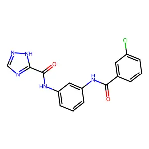 N-[3-[(3-chlorobenzoyl)amino]phenyl]-1H-1,2,4-triazole-5-carboxamide structure