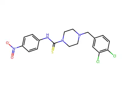 4-[(3,4-dichlorophenyl)methyl]-N-(4-nitrophenyl)piperazine-1-carbothioamide structure