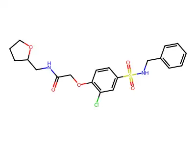 2-[4-(benzylsulfamoyl)-2-chlorophenoxy]-N-(oxolan-2-ylmethyl)acetamide structure
