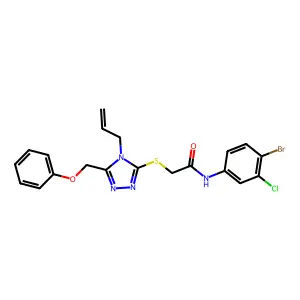 N-(4-bromo-3-chlorophenyl)-2-[[5-(phenoxymethyl)-4-prop-2-enyl-1,2,4-triazol-3-yl]sulfanyl]acetamide structure