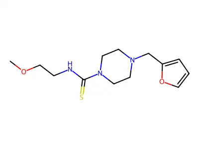 4-(furan-2-ylmethyl)-N-(2-methoxyethyl)piperazine-1-carbothioamide structure