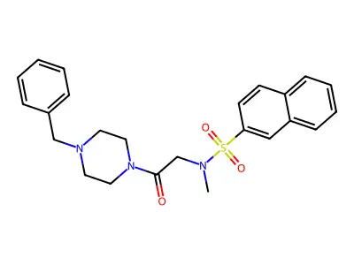 N-[2-(4-benzylpiperazin-1-yl)-2-oxoethyl]-N-methylnaphthalene-2-sulfonamide structure