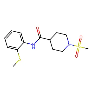 N-(2-methylsulfanylphenyl)-1-methylsulfonylpiperidine-4-carboxamide structure